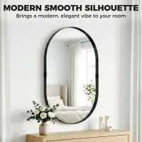 HOMCOM Wall Mirror, Bathroom Mirror with Elevated Aluminium Alloy Frame, 60 x 90 cm, Black(m-6)