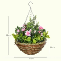Outsunny Set of Four Hanging Lisianthus Flower Pots - Pink/Green(m-3)