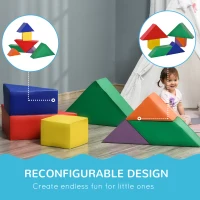 HOMCOM 7 Piece Kids Soft Foam Puzzle Play Set Interlocking Toddler Learning Blocks Comfortable Safe Floor Indoor Outdoor Active Play Structure(m-4)