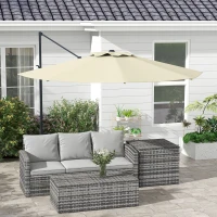 Outsunny Sombrilla de Jardín Ajustable Ø294x242 cm con Poste Giratorio 360° Ángulo de Techo Ajustable y Ventilación Crema(m-10)