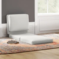 HOMCOM Faltbarer Bodensessel mit Kissen, wandelbares Polstersofa, Wohnzimmer, Gästezimmer, Büro, 75 x 268 x 18 cm, Cremeweiß(m-10)