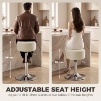HOMCOM Bar Stool Adjustable Swivel Chair Velvet-Feel Seat 1 Piece, Beige(m-4)