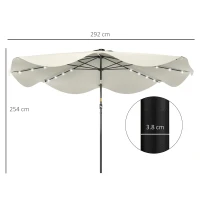 Outsunny Solar Patio Umbrella with LED and Tilt, Outdoor Market Table Umbrella Parasol with Crank, 3 x 3 (m), Cream White(m-3)