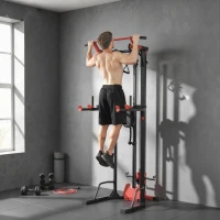 SPORTNOW Power Tower with Lat Pull Down Machine, Pull Up Bar, Dip Station, Adjustable Height Power Pack for Home Gym(m-2)