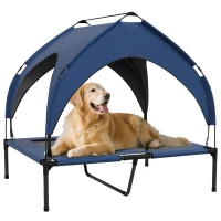 PawHut Hundebett mit Dach, atmungsaktiv, wasserabweisend, bis 30 kg, 91 x 76 x 89 cm, Dunkelblau(m-12)