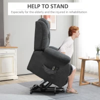 HOMCOM Power Lift Recliner Chair with Vibration Massage, Lift Chair for Elderly with Footrest, Remote, Side Pocket, Dark Grey(m-4)