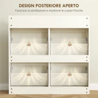 HOMCOM Scarpiera Slim in Legno con 4 Cassetti a Ribalta e 2 Cassetti Scorrevoli, 98x19.2x95.3 cm, Bianco(m-7)
