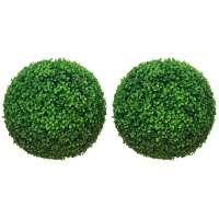 HOMCOM Lot de 2 boules de buis artificielles de 40 cm décoration pour intérieur ou extérieur vert(m-13)