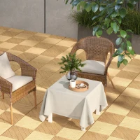 Outsunny 27 Pcs Wooden Interlocking Decking Tiles, 30 x 30 cm Anti-slip Outdoor Flooring Tiles, 0.81㎡ per Pack, All Weather Use for Patio, Balcony, Terrace, Hot Tub, Yellow(m-8)