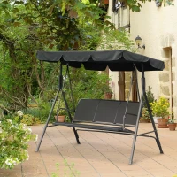 Outsunny Balancelle de Jardin 3 Places Toit imperméabilisé Inclinaison réglable Assise et Dossier Ergonomique Acier(m-10)