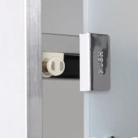 HOMCOM Armoire à Pharmacie 2 étagères 3 Niveaux verrouillable Porte Verre trempé dépoli Logo Croix 25L x 12l x 48H cm Acier INOX(m-9)