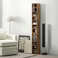 HOMCOM Bibliotecă suport pentru CD-uri cu 12 polițe, pentru 204 CD-uri, din MDF și PAL, 21x20x175 cm, maro rustic(m-2)