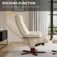 HOMCOM Faux Leather Manual Recliner and Footstool Set - Cream White(m-5)
