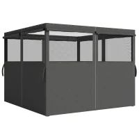 Outsunny 4 Pack Replacement Gazebo Curtains Privacy Panel for Most 3 x 3 m Gazebo, Outdoor Shelter Sidewalls, Dark Grey(m-1)
