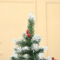 HOMCOM 6FT Artificial Christmas Tree Xmas Pencil Tree with Red Berries and Pinecones Holiday Home Indoor Decoration with Foldable Feet, Green(m-8)
