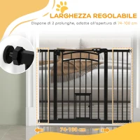 PawHut Cancellino per Cani taglia Piccola e Media con Chiusura Automatica, in Acciaio e PA, 74-100x76 cm, Nero(m-7)