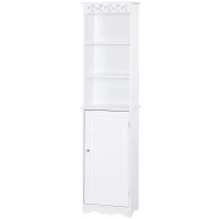 HOMCOM Mobiletto del Bagno a Torre 3 Ripiani Regolabili su 3 Livelli e 1 Ampio Armadietto Inferiore Manopole sull'Anta MDF Bianco 40x23x160cm(m-11)