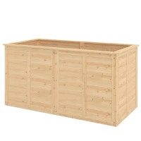 Outsunny Hochbeet Holz 152 x 77 x 77 cm Erhöhtes Tief Kräuterbeet mit Offenem Boden Verstärkungsstangen(m-11)