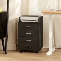 Vinsetto Cassettiera Piccola con 4 Cassetti, Mobiletto Verticale su Ruote, 40 x 36 x 65 cm, Effetto Legno Nero(m-2)