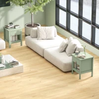 HOMCOM Lot de 2 tables de chevet avec tiroir et compartiment ouvert, 45 x 40 x 55 cm, vert(m-7)