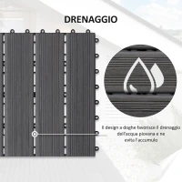 Outsunny Piastrelle da Giardino Incastrabili Set da 11 Mattonelle per Esterno 30x30cm Grigio(m-6)