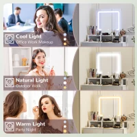HOMCOM Storage Dressing Table, with LED Light Mirror - White(m-4)