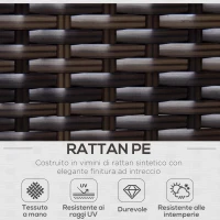 Outsunny Set Mobili da Giardino in Rattan PE 4 Poltrone 1 Pouf 1 Tavolino in Vetro Temperato 2 Cuscini(m-4)