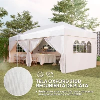 Outsunny Carpa Plegable 6x3 m Gazebo con 6 Paredes Laterales Impermeable Anti-UV y Bolsa de Transporte para Camping Fiesta Blanco(m-5)