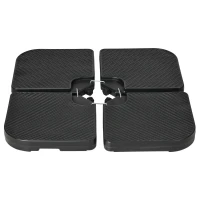 Outsunny Base para Sombrilla de 4 Piezas Soporte para Parasol de HDPE Rellenable con Agua 59 kg o Arena 80 kg para Jardín Negro(m-11)