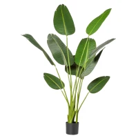 HOMCOM Albero Artificiale di Banano 160 cm con Vaso e 10 Foglie Realistiche, Pianta Finte Tropicale per Decorazioni Interni ed Esterni, Verde(m-9)