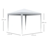 Outsunny Pavillon 2,7x2,7m Rechteckig Wasserabweisend Stabil Winterfest Pavillon Partyzelt Gartenzelt Gartenpavillon Festzelt für Camping Garten, Weiß(m-3)
