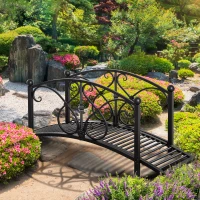 Outsunny Pont de jardin en métal décoration de jardin avec garde-corps latéraux charge maximale 150 kg 102 x 48 x 49 cm noir(m-10)