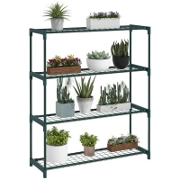 Outsunny Pflanzenregal Blumentreppe Pflanzentreppe, 4 Regale, 89 cm x 28 cm x 107 cm, Dunkelgrün(m-12)