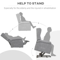 HOMCOM Power Lift Recliner Armchair, Electric Lift Chair for Elderly, Fabric Riser and Reclining Chair with Remote Control, Side Pockets, Extended Footrest, for Living Room, Grey(m-6)