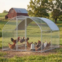 PawHut Gallinero para Exterior 2,8x3,4x1,9 m Cubierta de Tela Oxford Anti-UV Impermeable Pestillos para 10-16 Gallinas Plata(m-10)