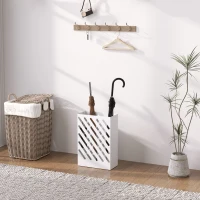 HOMCOM Portaombrelli di Design con Vaschetta Raccogli Gocce e 4 Ganci in Metallo, 28x14x41 cm, Bianco(m-7)