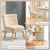 HOMCOM Poltrona per Salotto in Velluto con Seduta Imbottita e Trapuntata a Bottoni, 60x66x79 cm, Beige(m-5)