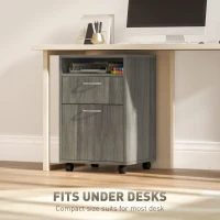 HOMCOM Filing Cabinet, Mobile File Cabinet with 2 Drawers, Office Home Organiser on Wheels for A4, Letter-Size File Folders, Mobile Printer with Open Shelf, Grey(m-5)