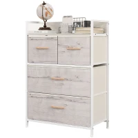 HOMCOM Rustic Chest of Four Fabric Drawers - Black(m-11)