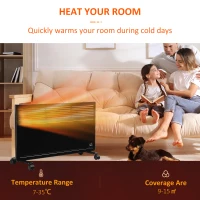 HOMCOM POWER Convector Radiator, Energy Saving Freestanding or Wall-mounted Heating with 2 Heat Settings Safety Cut-Off, Black(m-4)
