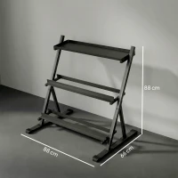 SPORTNOW 3-Tier Adjustable Dumbbell Rack, Heavy-Duty Weight Rack for Dumbbells, Kettlebells and Multiple Balls, Space-Saving Weight Storage Stand for Home Gym, 200 KG Capacity(m-3)