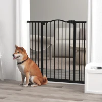 PawHut Puerta para Perros con Ancho Ajustable 76-104 cm Barrera de Seguridad para Perros con 2 Extensiones Negro(m-2)