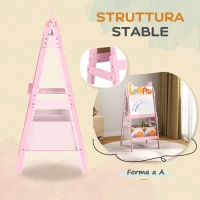 AIYAPLAY Cavalletto Artistico per Bambini 3-8 Anni con Lavagna a 2 Lati e 2 Cestini Contenitori, in Legno, 53.5x49x113 cm, Rosa(m-7)