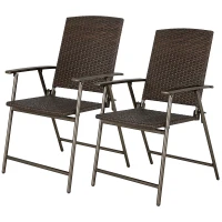 Outsunny Set of Two Folding Rattan Seat Chairs - Brown(m-10)