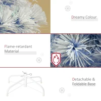 HOMCOM 5FT Artificial Fibre Optic Christmas Tree Seasonal Decoration w/ LED Lights Pre-Lit Easy Store White Blue(m-5)