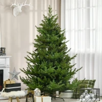 HOMCOM Weihnachtsbaum, Kunsttanne, realistisches Aussehen, schneller Aufbau, Kunststoff, Grün, 136 x 136 x 180cm(m-10)