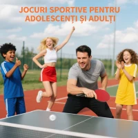 SPORTNOW Set 4 palete de tenis de masă și 8 mingi, cu husă pentru transport, roșu și negru(m-6)
