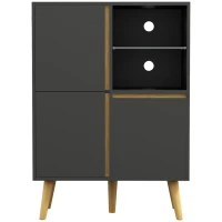 HOMCOM Meuble de rangement design modene avec étagères réglables et pieds en bois massif 70 x 40 x 96,1 cm gris foncé(m-11)
