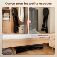 HOMCOM Lot de 2 Tabourets de Bar Pliables, Chaises de Bar Ronds avec Double Repose-Pieds, Cadre en Acier, Noir(m-4)