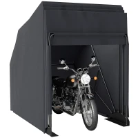 Outsunny Abri de moto extérieur tente à moto housse de protection en tissu Oxford, 2 fenêtres, 345 x 135 x 191 cm, noir(m-11)